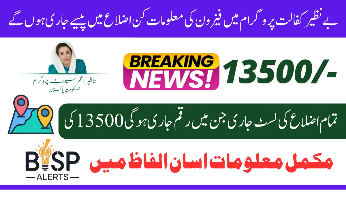 Benazir Support Initiative 2025 Districts Phase 1 Payments 13500 Latest Update