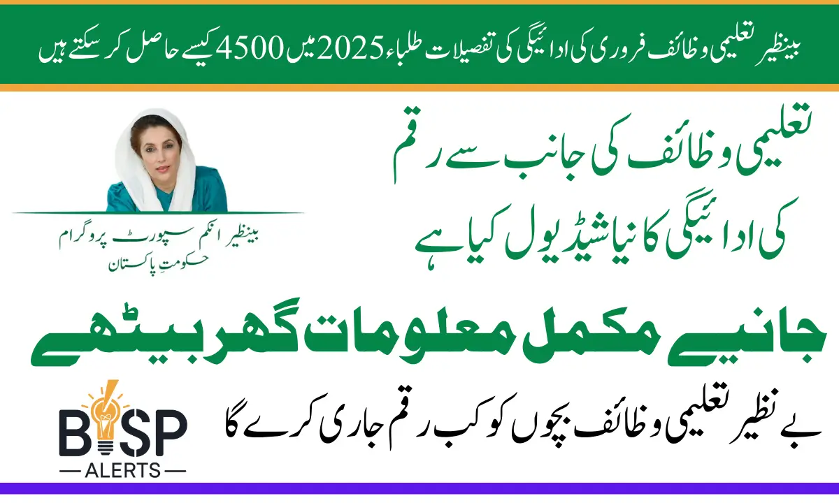 Benazir Taleemi Wazaif February Payment Details How Students Can Get 4500 In 2025