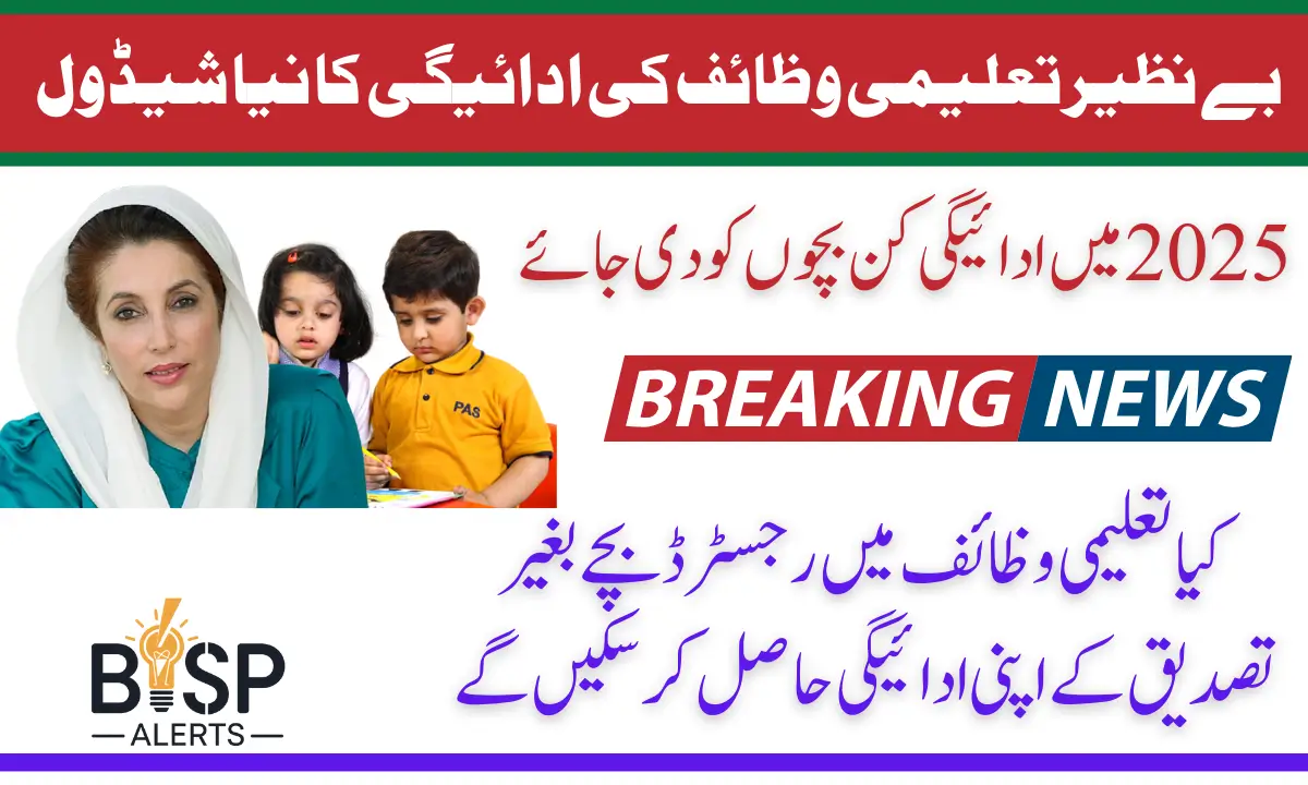 Benazir Taleemi Wazaif Payments Schedule In 2025 For Verified Children From School